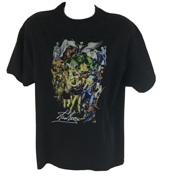 Marvel Other - Men's Stan Lee Avengers Black Graphic T Shirt Size XL Marvel Comic Characters